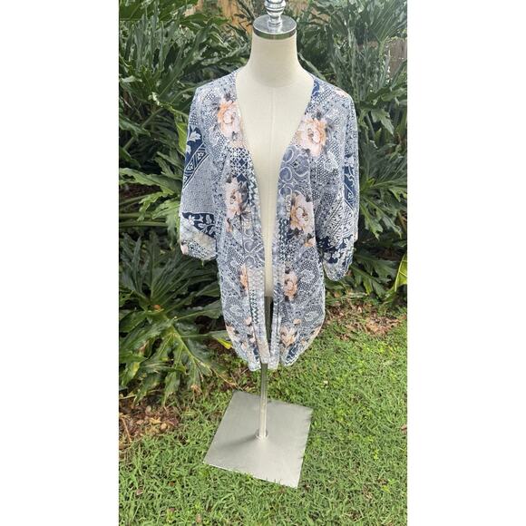 Johnny Was Kimono Cotton Boho Cottagecore One Size Floral Whimsical Tapestry - Picture 1 of 11